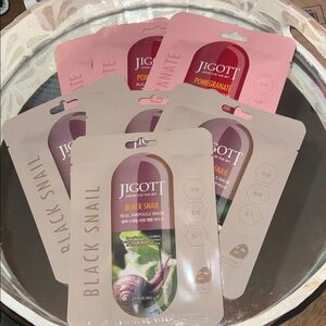 Black Snail Real Ampoule Masks and Pomegranate ampoule mask set.